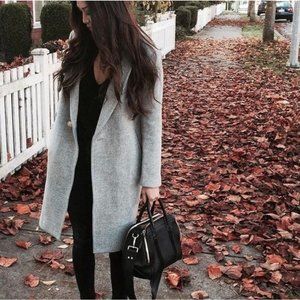 Aritzia BABATON Stedman Coat Wool Heather Light Grey Long Pea Jacket L Large